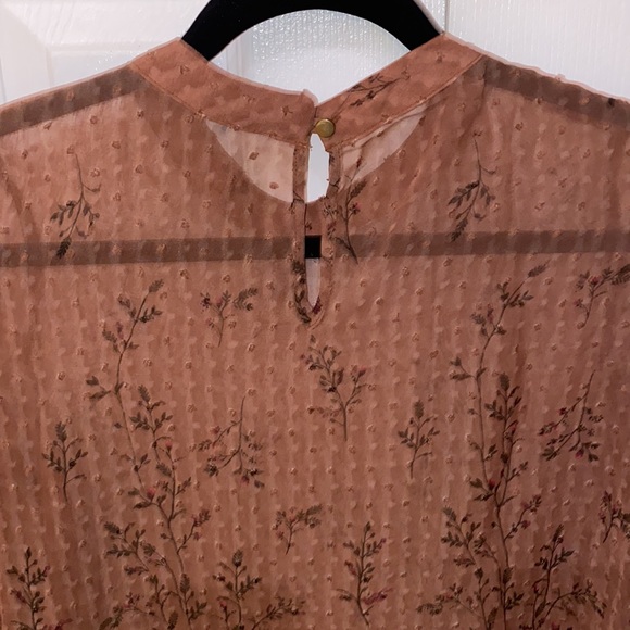 Sheer Blouse Dusty Rose Floral sz Medium - Picture 5 of 5